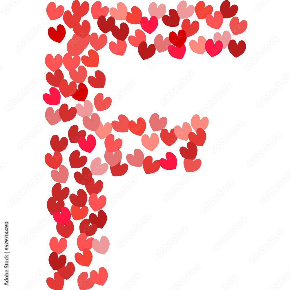 Letter F made of red and pink hearts. Love letter Letter F made of red and pink hearts. Love letter