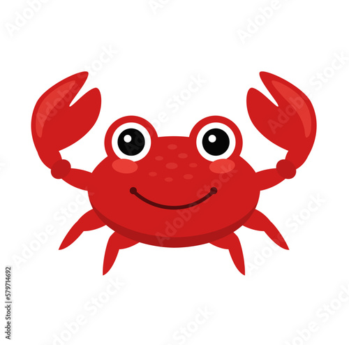 Cute crab cartoon on white background, vector illustration