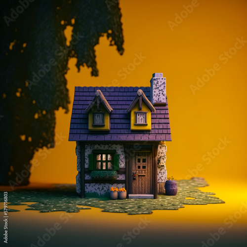 Illustration small house,fantasy wooden