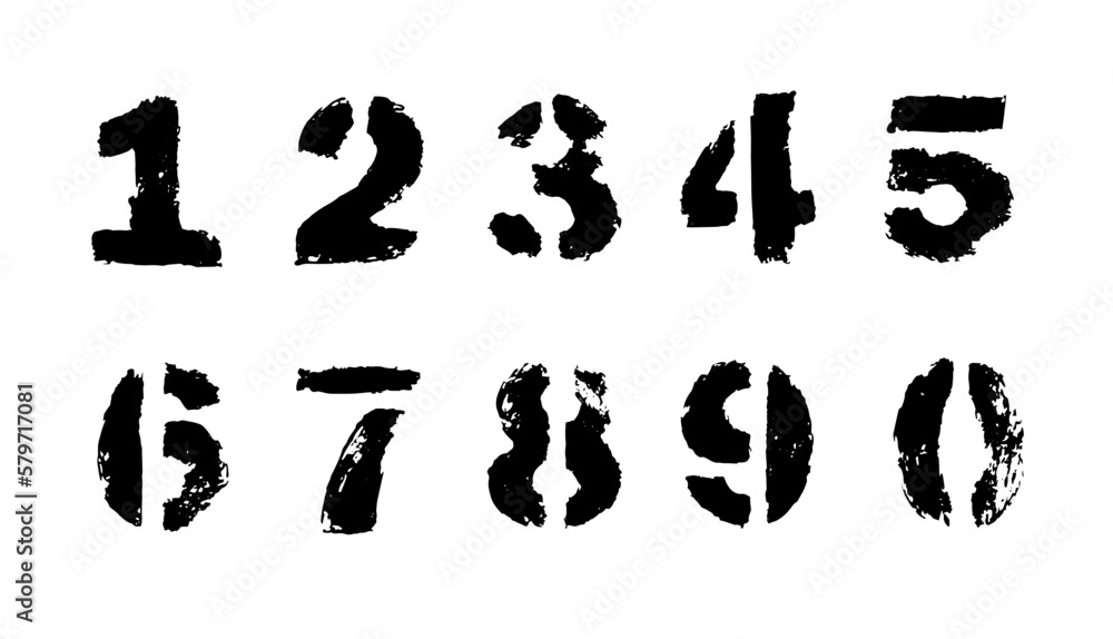 Números grunge en negro con stencil