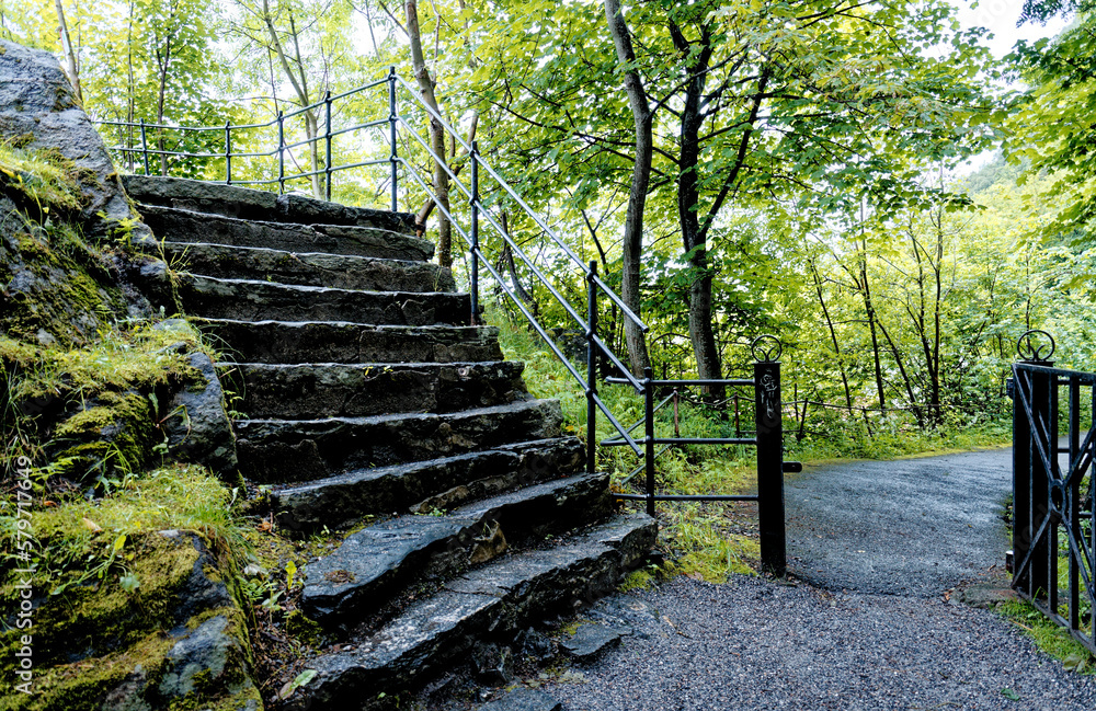 Foot path stairs in Aksla Park - Alesund, Norway
