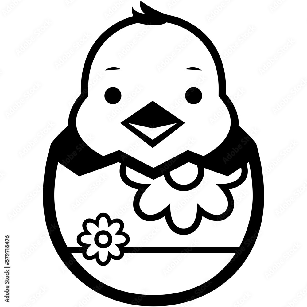 Fototapeta premium Cute Chick Inside a Hatched Easter Egg