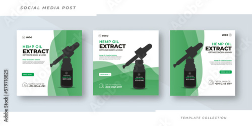 natural hemp oil square social media or banner post design template