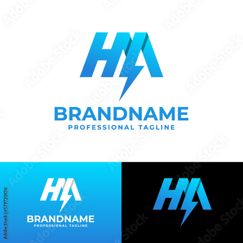 Letter HM Power Logo, suitable for any business with HM or MH initials.