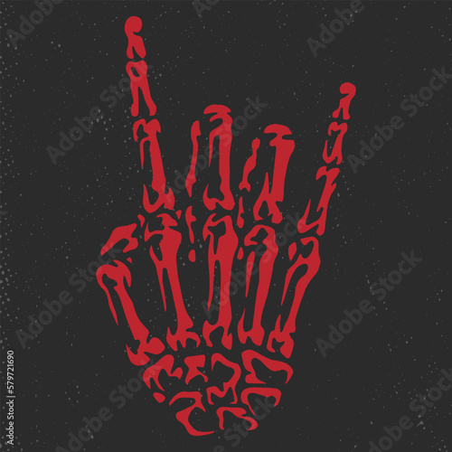 Hand rock gesture red label