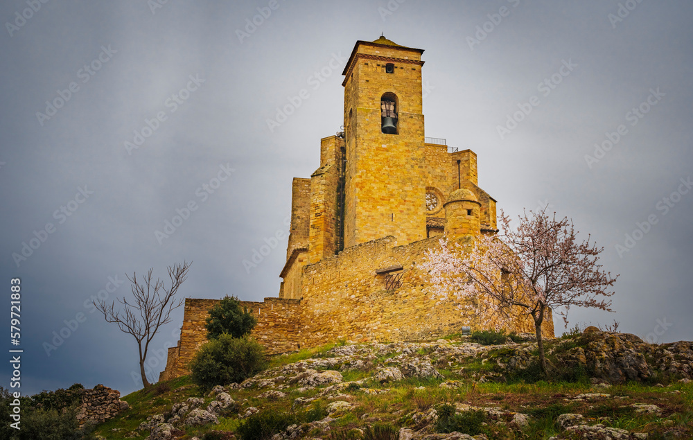 Benabarre castle general plan view of the bell tower aragon spain