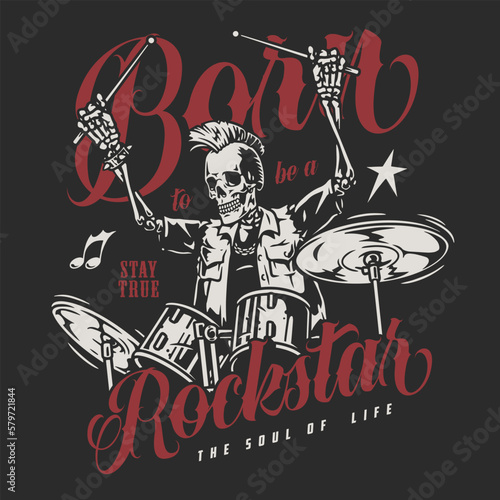 Musician born rockstar colorful flyer