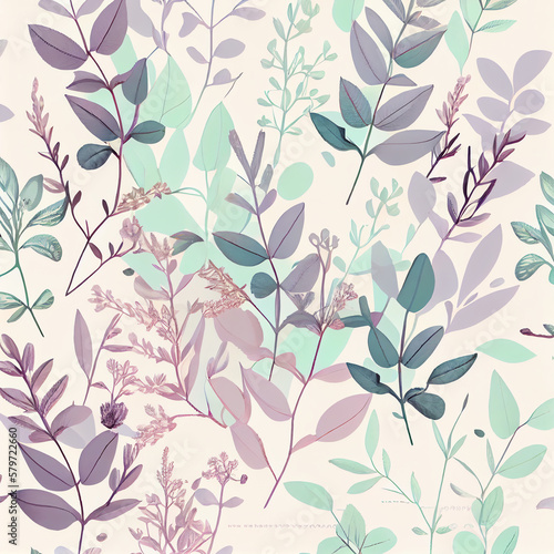 floral background pattern with leaves © Joakim