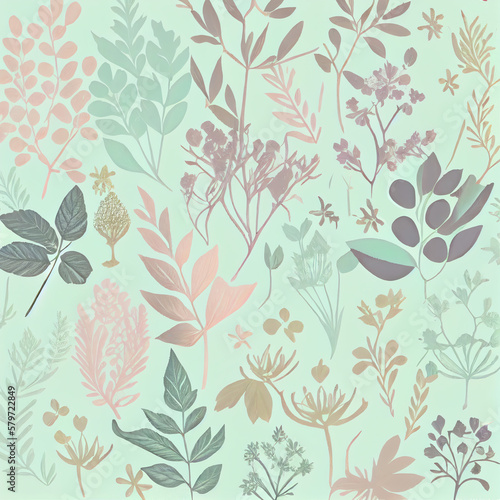 floral background pattern with leaves