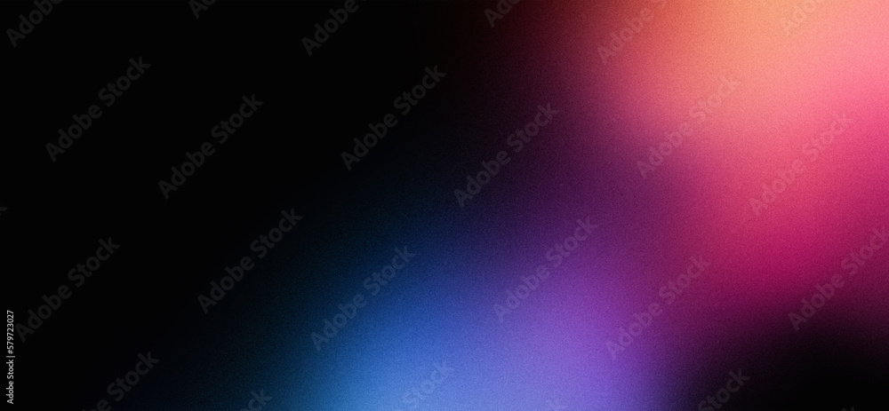 Dark grainy color gradient background, purple red orange blue black colors banner poster cover abstract design - obrazy, fototapety, plakaty 