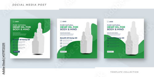 Social media post template design for hemp products cbd oil