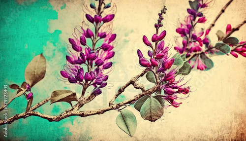 Vintage Botanical Redbud Flower Design by Generative AI