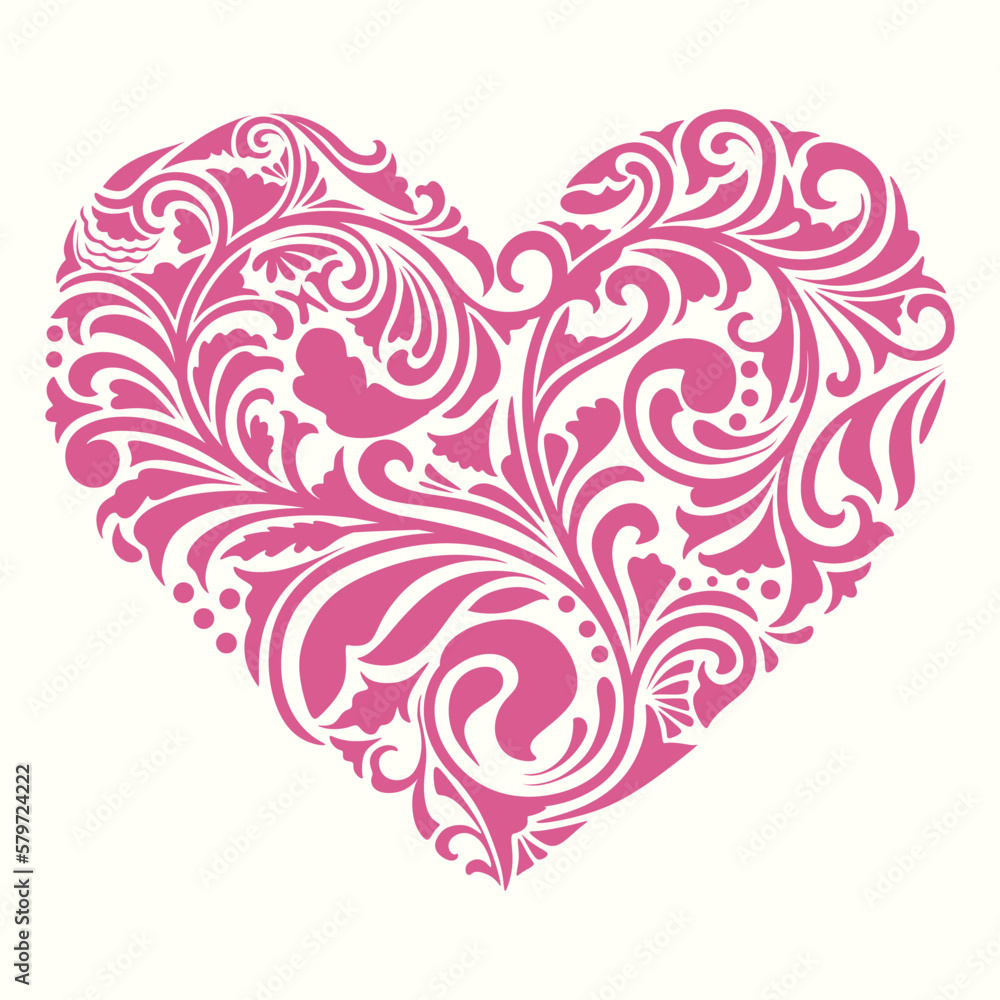 vector heart symbol floral pattern. floral and leaf ornament vector heart symbol floral pattern. floral and leaf ornament