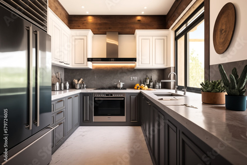 Western kitchen in luxury home  Generative AI