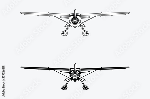 Volcanic Air-Floatplane, Jetboat, classic plane illustration vector art.