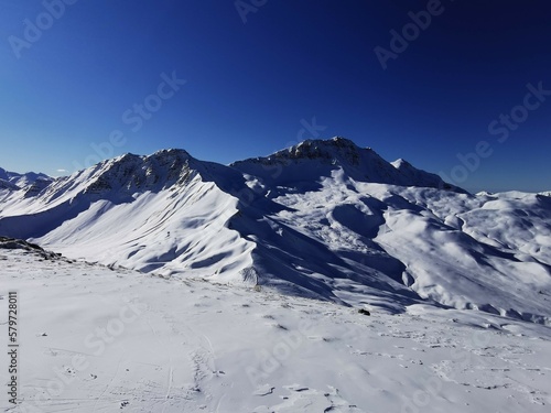 snow covered mountains in winter