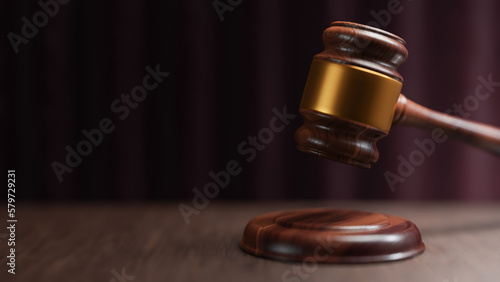 Wooden judge gavel on the table