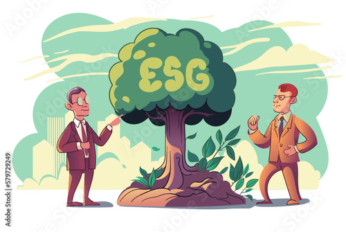 ESG investment - Environmental Social Governance illustration. Sustainable business cartoon vector illustration.