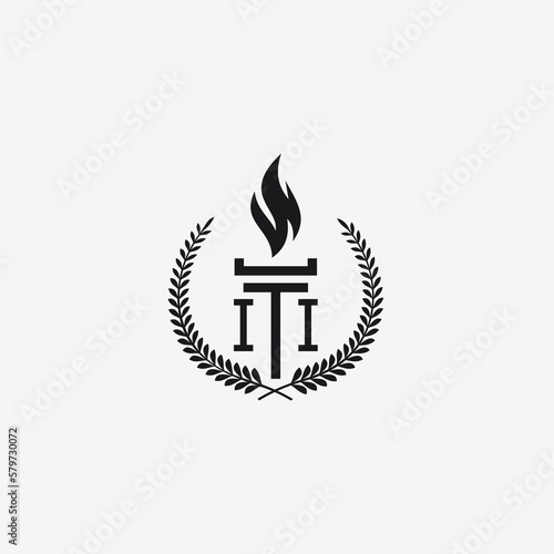 II initials law column logo vector torch icon
