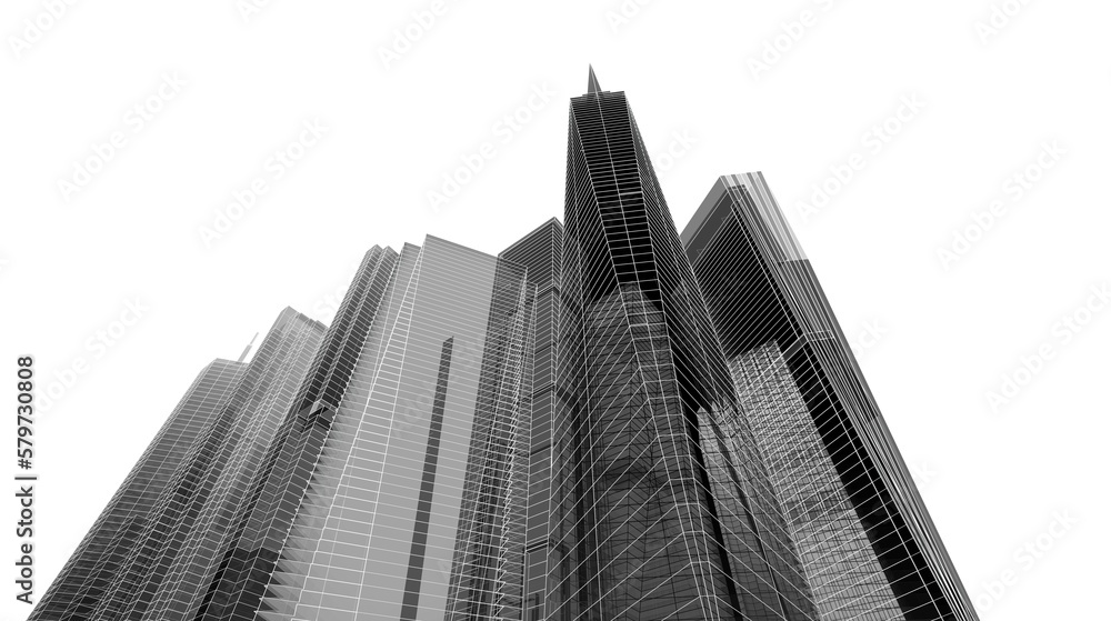 Fototapeta premium Skyscrapers in the city 3d rendering