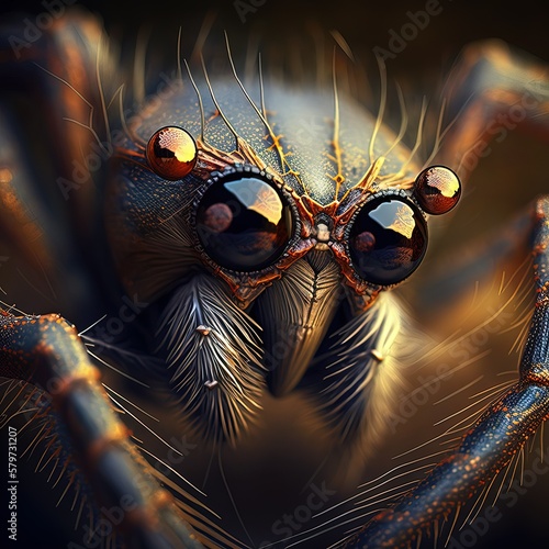 Spider head close up. Generative Ai.