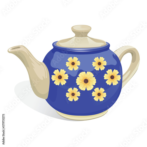 Colorful teapot kettle cartoon illustration ceramic