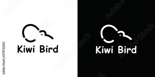 kiwi bird icon combination vector creative line illustration logo design 