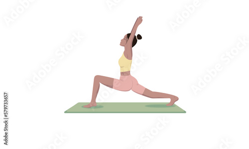 Woman in pastel colors standing in a pose and doing yoga