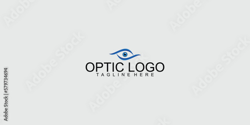 Simple optic logo design with unique concept premium vector