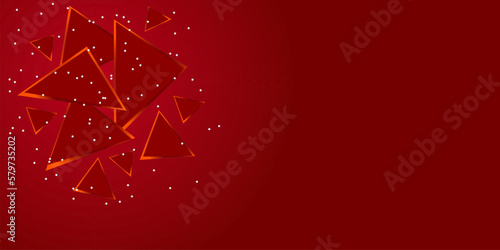 modern and elegant abstract background, with a maroon gradient background, and luminous triangular elements coupled with light knick-knacks.