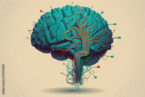 Brain Connected With Wires