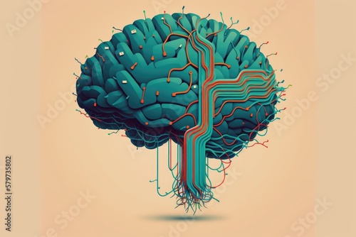 Brain Connected With Wires