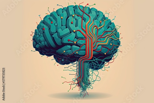 Brain Connected With Wires