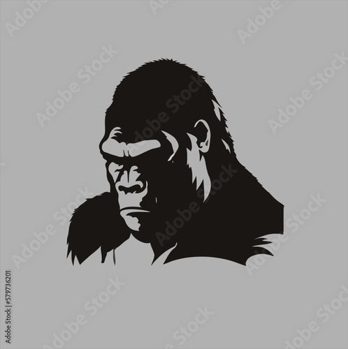 Kingkong head design vector with peach background. Kingkong animal icon vector illustration.