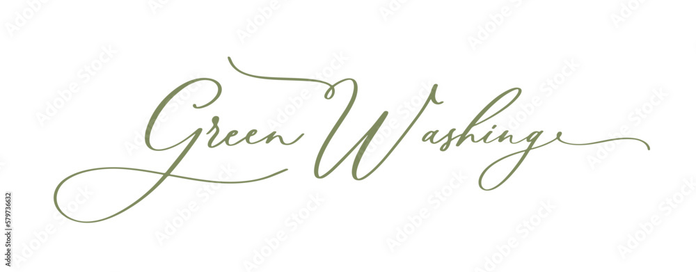 Green Washing. Concept logo Calligraphy watercolor inscription.