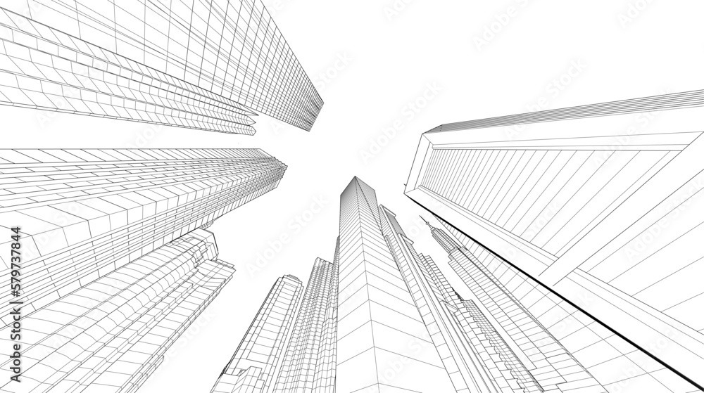 skyscrapers in the city - obrazy, fototapety, plakaty 