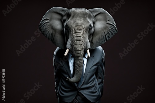 Portrait of a elephant dressed in a formal business suit, generative ai  © PRINTS