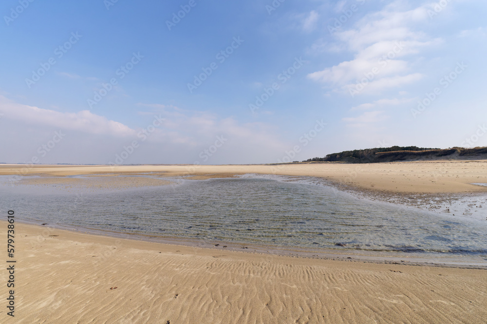 Low tide in the beach of Creances village.  Cotentin coast