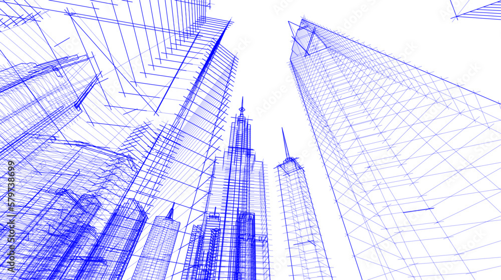 Skyscrapers in the city 3d illustration Skyscrapers in the city 3d illustration