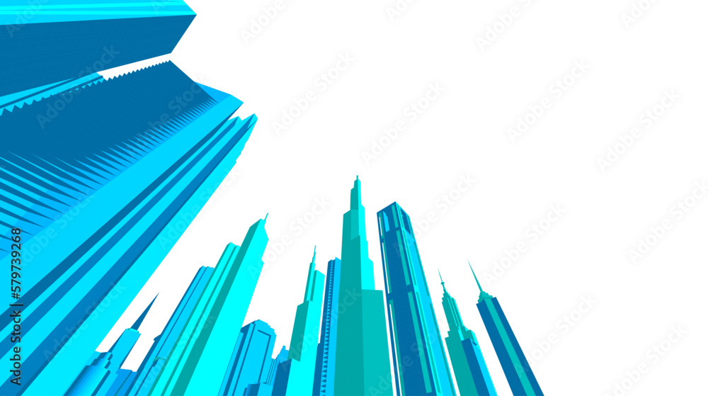 Fototapeta premium Skyscrapers in the city 3d illustration