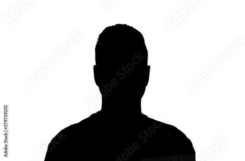 Unknown male person silhouette isolated on white background