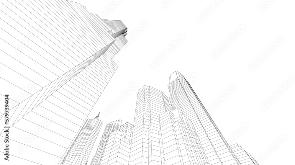 Skyscrapers in the city 3d illustration Skyscrapers in the city 3d illustration