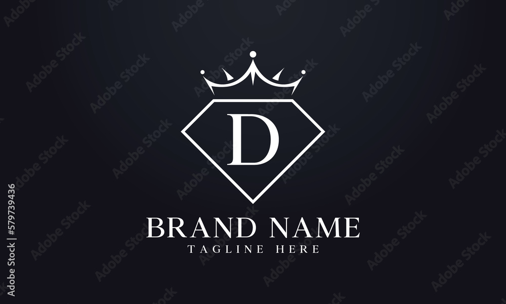 Diamond crown logo. Luxury queen logo for jewelry with letters Diamond crown logo. Luxury queen logo for jewelry with letters