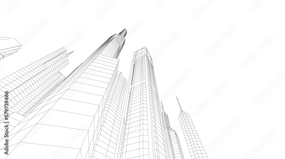 Skyscrapers in the city 3d illustration Skyscrapers in the city 3d illustration