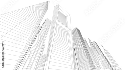 Skyscrapers in the city 3d illustration