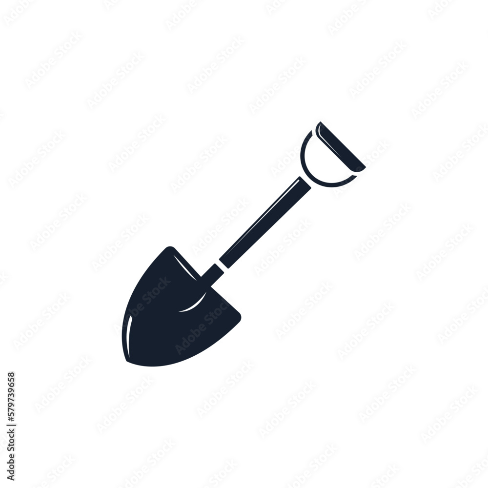 Simple Vector Shovel Logo Template. Tools Icons for Gardening and Farming.