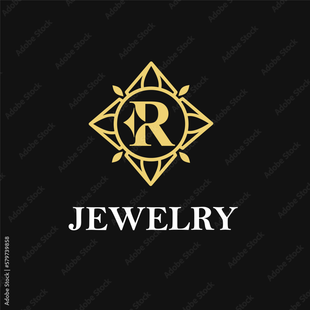 R Letter with Sparkle and Diamond Icon for Jewelry Ring, Necklace, Accessories Retail, Store Business Workshop Logo Template