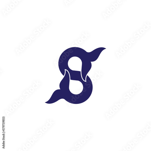 letter S and whale tail vector illustration for icon,symbol or logo. S initial logo 