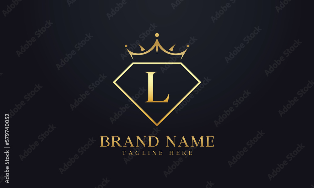 Diamond crown logo. Luxury queen logo for jewelry with letters Diamond crown logo. Luxury queen logo for jewelry with letters