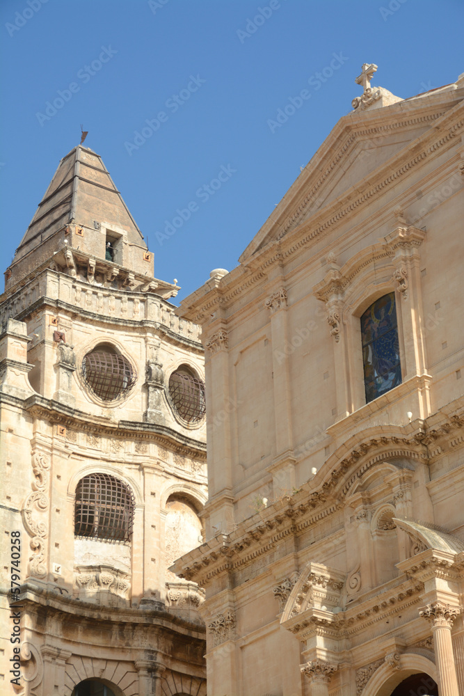 The baroque church in Noto with large staircase of San Francesco d'Assisi all'Immacolata.